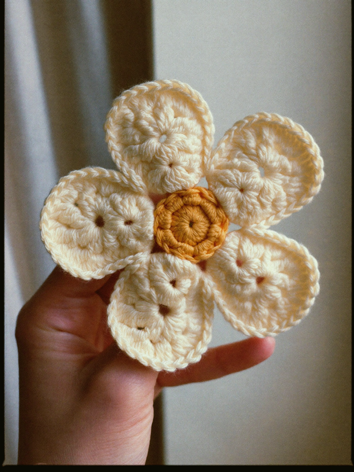 The Bloom Clip — handmade crochet flower hair clip