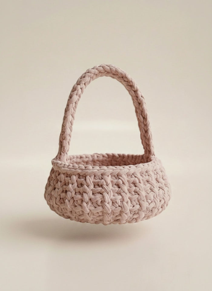 The Cosmetics Basket in cream — handmade crochet storage basket