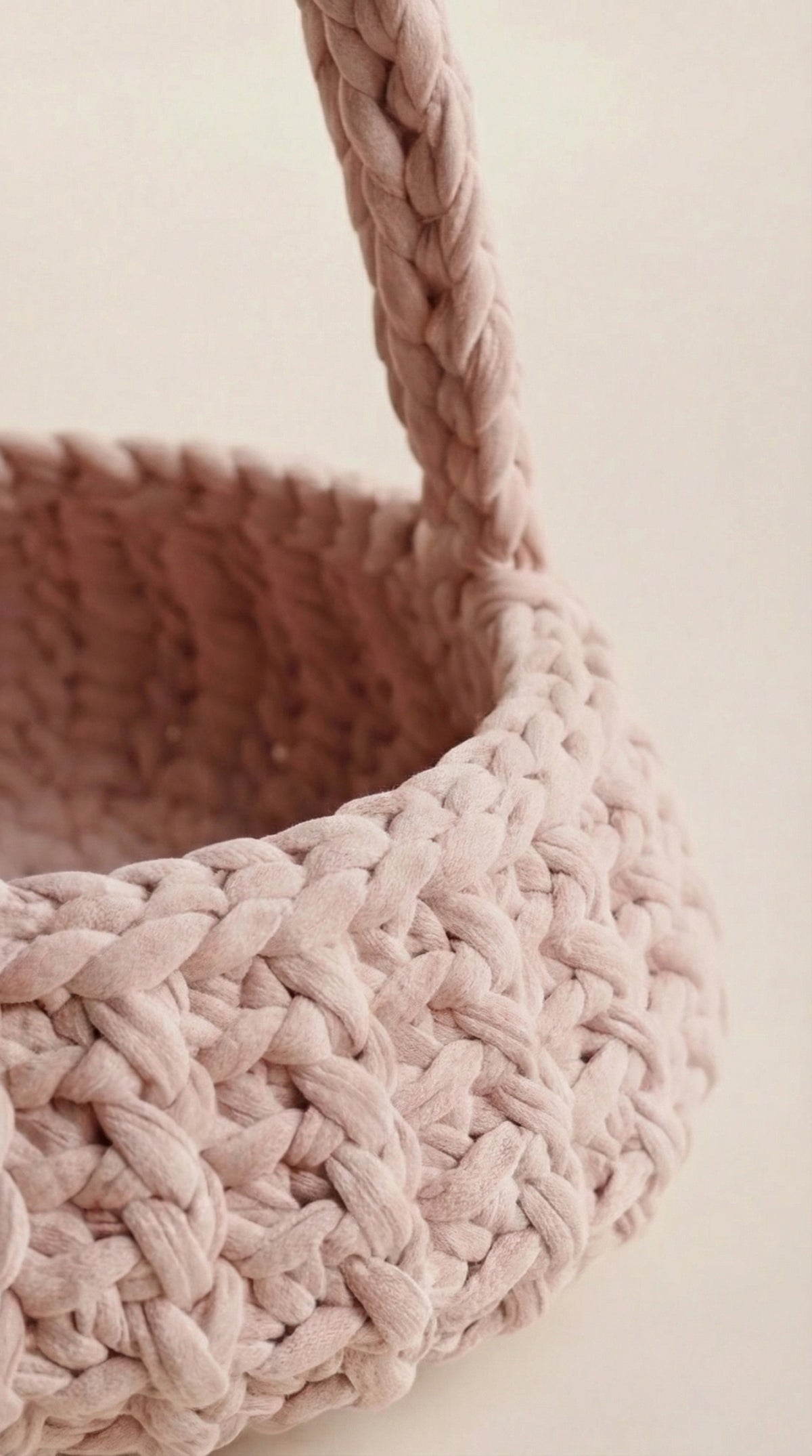 Close-up of The Cosmetics Basket's crochet weave