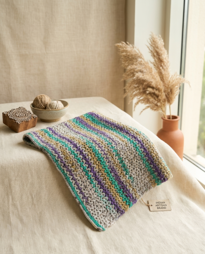 The Tea Table Cloth on a table — handmade crochet linen