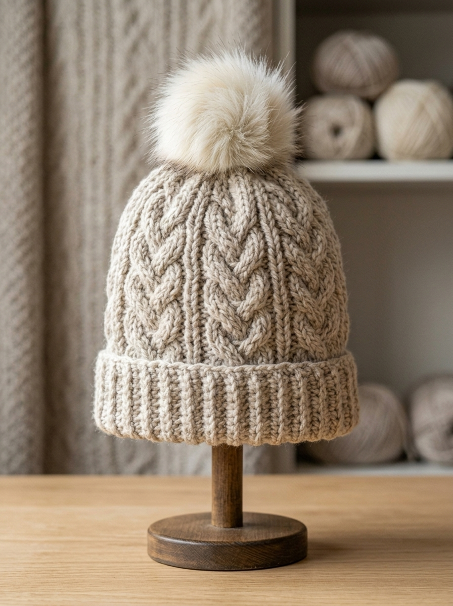 The Beanie styled on a model — handmade crochet hat