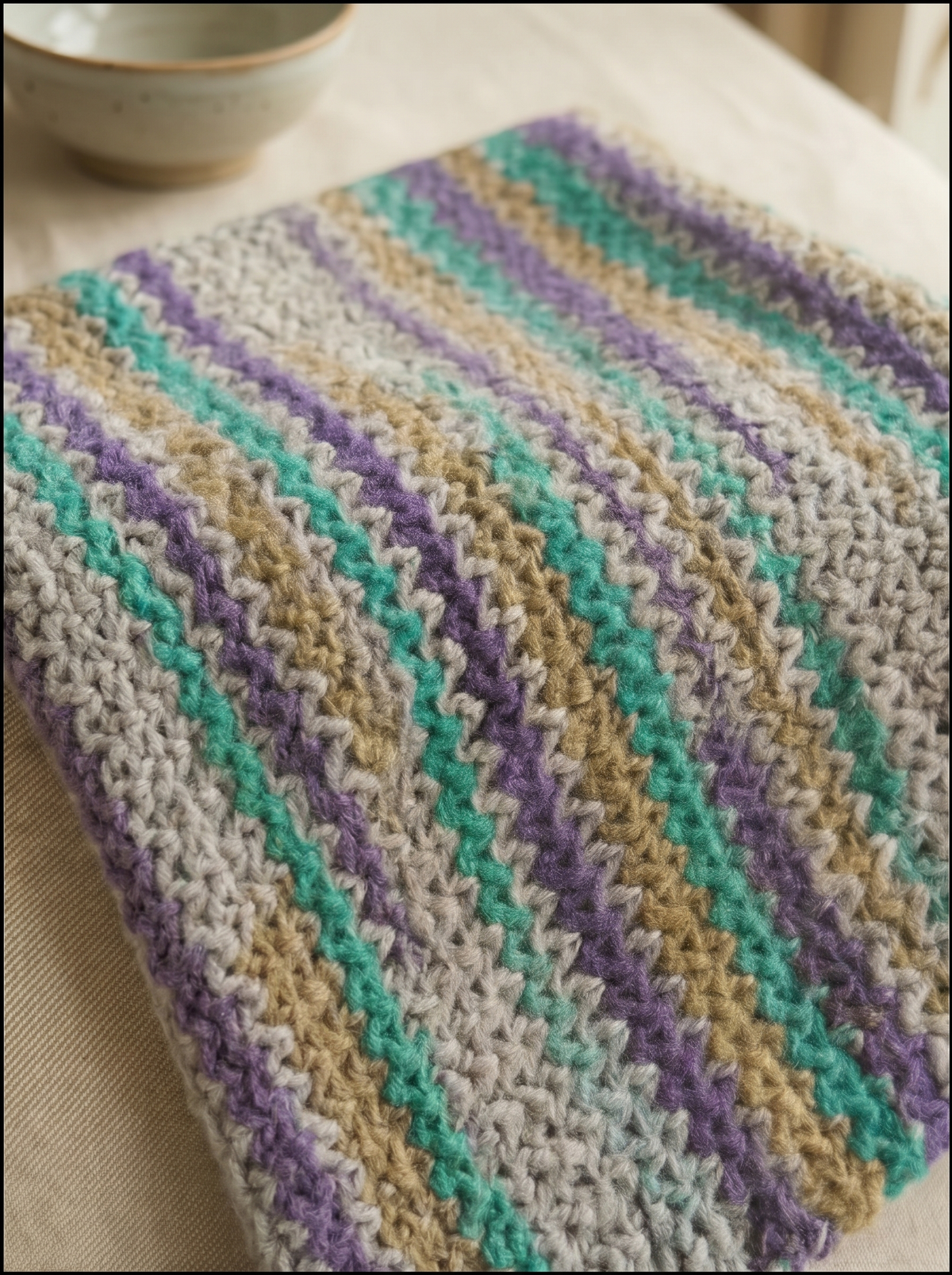 Close-up of The Tea Table Cloth's crochet pattern